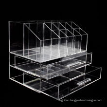 Clear Makeup Box with 2-Drawers Plastic cosmetic organizer Acrylic lipstick organization display